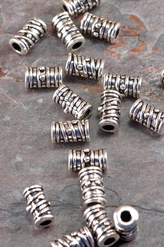Lot 10 Pcs Antique Silver Spiral Flat Round 8mm x 4 Alloy Spacer Beads Hole 1.5