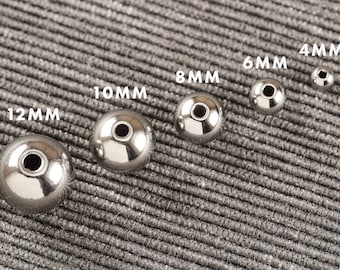 304 Stainless Steel Metal Round Seamless Spacer Beads CHOOSE Size & Lot 4mm 6mm 8mm 10mm 12mm F11