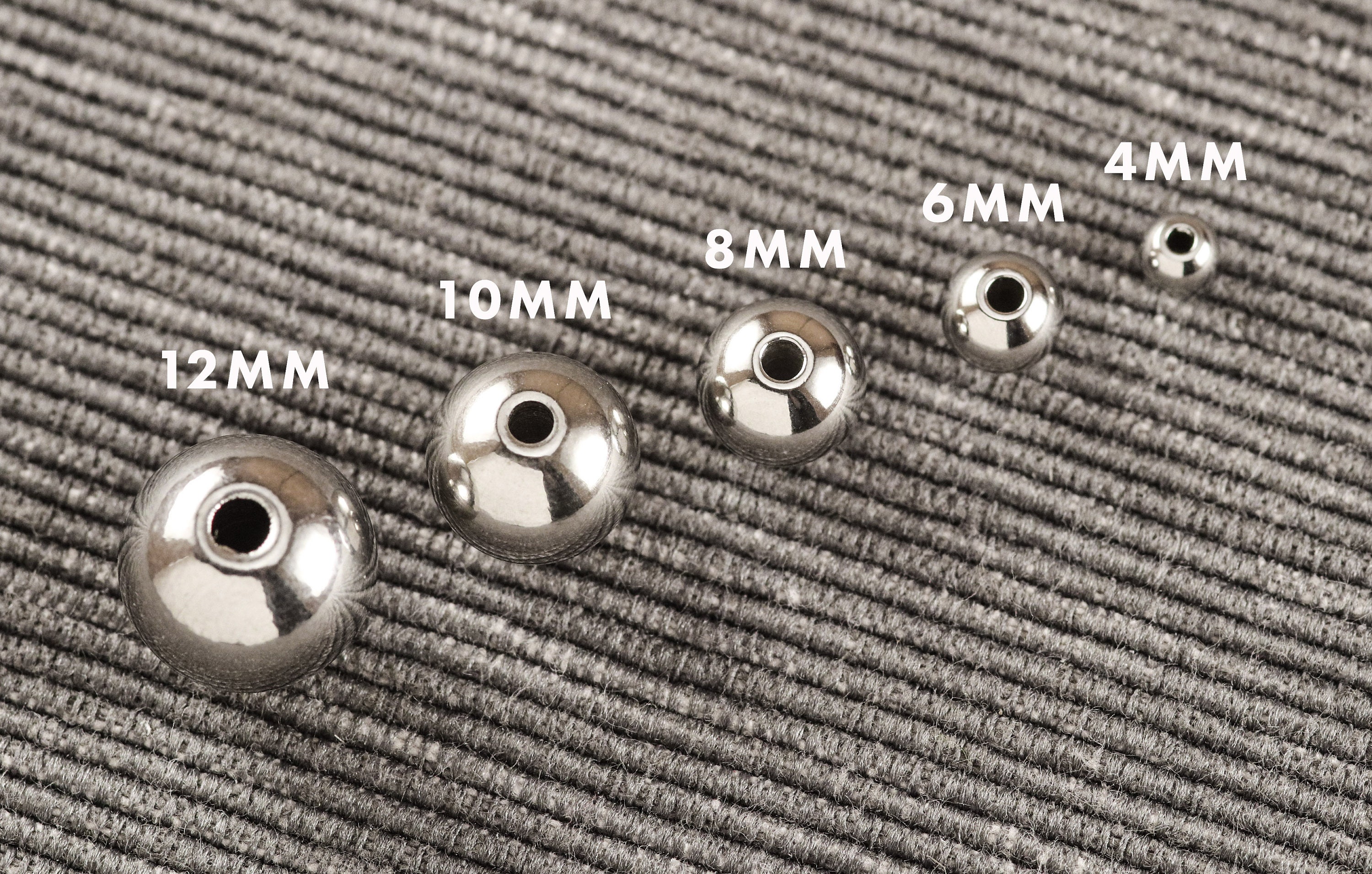 304 Edelstahl Metall Runde Nahtlose gefüllt Spacer Perlen WÄHLEN Größe: 4 mm 6 mm 8 mm 10 mm 12 mm F11