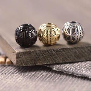 304 Stainless Steel Ornate Large Round Metal Spacer Beads CHOOSE Silver, Gold or Black 2 Pieces Per Order 11.5mm x 10.5mm Hole 3.5mm D14