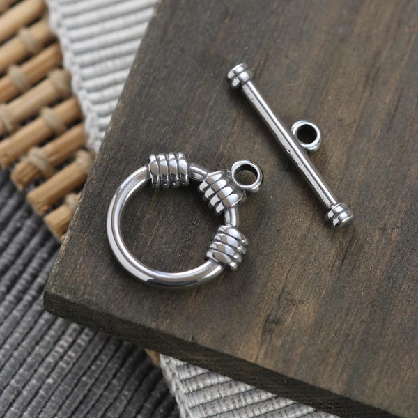 304 Stainless Steel Toggle Clasp Set (1 Set Per Order) 17mm Metal Ring, 23 Toggle F91