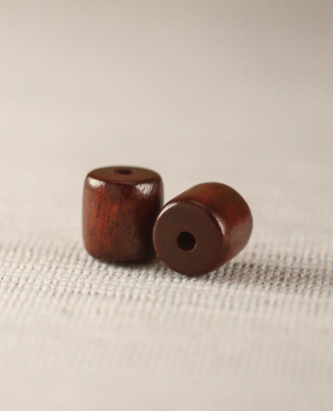 Wooden Column Spacers 20 Pieces Brown Dyed Waxed 12mm X 12mm Wood Beads