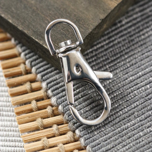 304 Stainless Steel Swivel Silver Tone Metal Lobster Clasp 1 PC 34mm x 16mm x 5mm Hole: 8mm F85