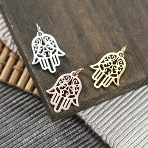 Stainless Steel Hamsa Charm: Hand of Fatima Pendant (16.5mm) Choose Color 1 Piece per Order