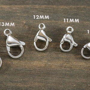 Stainless Steel Metal Lobster Clasps 20 Pieces CHOOSE SIZE 9mm 10mm 11mm 12mm 13mm 15mm F4