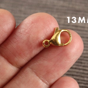 Stainless Steel 24K Gold Plated Metal Lobster Clasps 10 Pieces CHOOSE 9mm 10mm 11mm 13mm 15mm F1 image 4