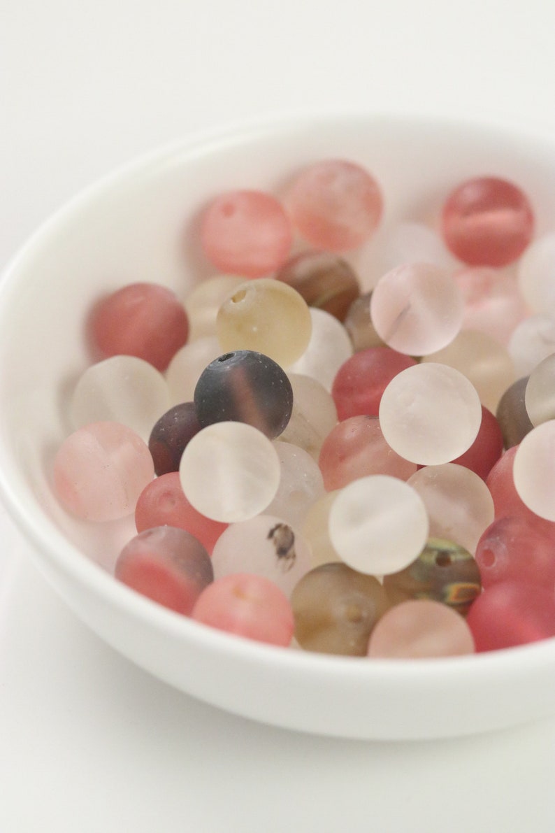 Tigerskin Glass Frosted Loose Beads CHOOSE 6mm 8mm or 10mm Hole .8 to 1mm 