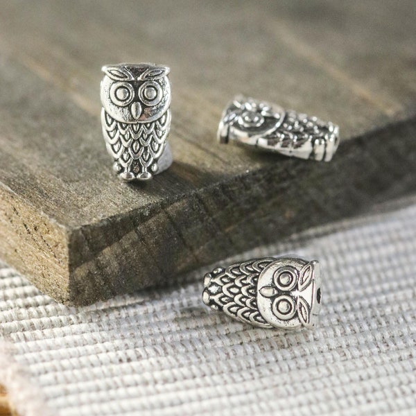 Owl Metal Alloy Spacer Beads 20 Pcs Per Order 6mm x 10.5mm x 2.5mm Hole 1mm A76