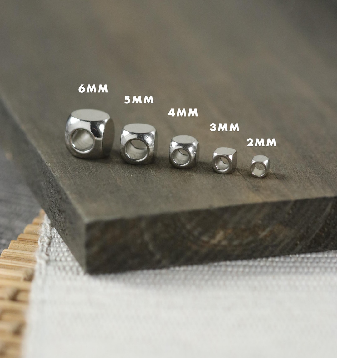 Stainless Steel Cube Metal Beads With Rounded Corners: Choose 3mm-6mm ...