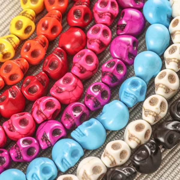 Halloween Howlite Skull Beads CHOOSE COLOR 1 Full Strand ~39 Pieces 10mm x 8mm x 10mm Hole 1mm