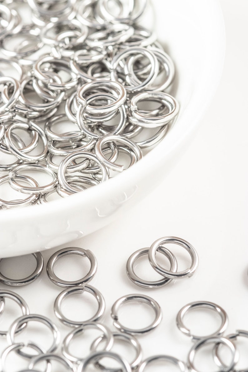 304 Stainless Steel Sturdy Metal Open Jump Rings 100 Pieces per Order Round 18 Gauge CHOOSE 5mm 6mm 7mm 8mm or 10mm image 4