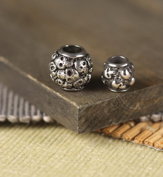 Stainless Steel Skull Metal Spacer Beads: Halloween, Choose Size 12mm or 9.5mm F50.1