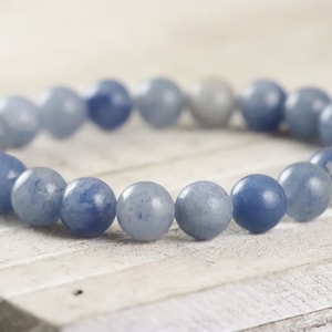 Blue Aventurine CUSTOM 6mm 8mm or 10mm Natural Gemstone Stretch Bracelet CHOOSE Size 6" to 8.5"