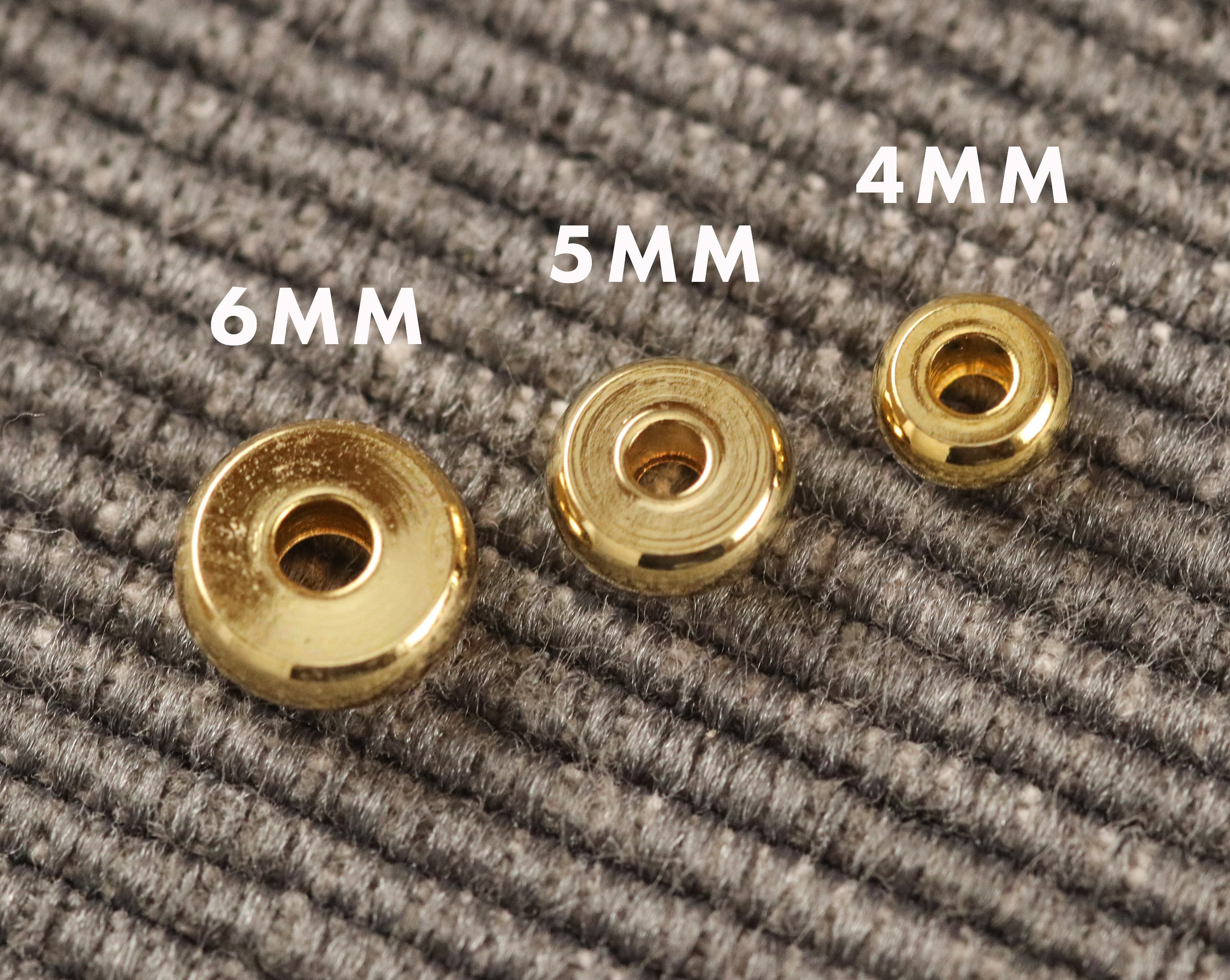18K Gold-Plated Flat Round 304 Stainless Steel Spacer Beads: 20 Pieces Per Order, CHOOSE 4mm, 5mm, 6mm F2