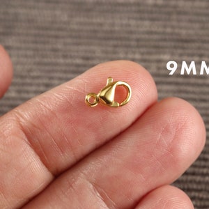 Stainless Steel 24K Gold Plated Metal Lobster Clasps 10 Pieces CHOOSE 9mm 10mm 11mm 13mm 15mm F1 image 7