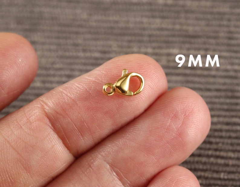 Stainless Steel 24K Gold Plated Metal Lobster Clasps 10 Pieces CHOOSE 9mm 10mm 11mm 13mm 15mm F1 image 7