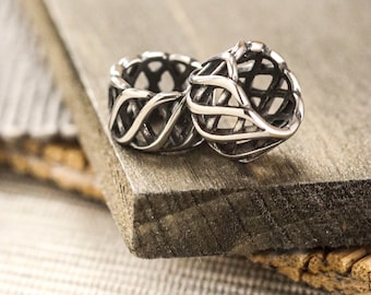 304 Stainless Steel Weave Beads: 11.5mm, 2 Pieces F78