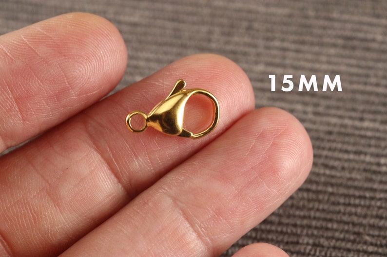 Stainless Steel 24K Gold Plated Metal Lobster Clasps 10 Pieces CHOOSE 9mm 10mm 11mm 13mm 15mm F1 image 3