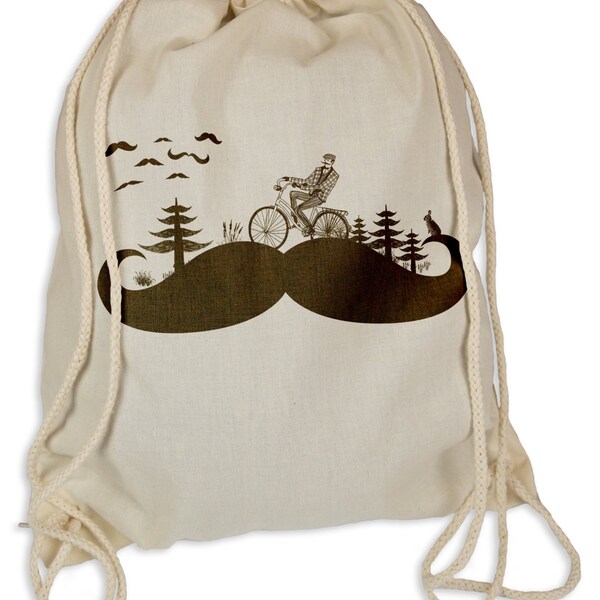 Moustache country - Gymsac gym bags - tote bag hipster sport bag backpack bag beard moustache biker