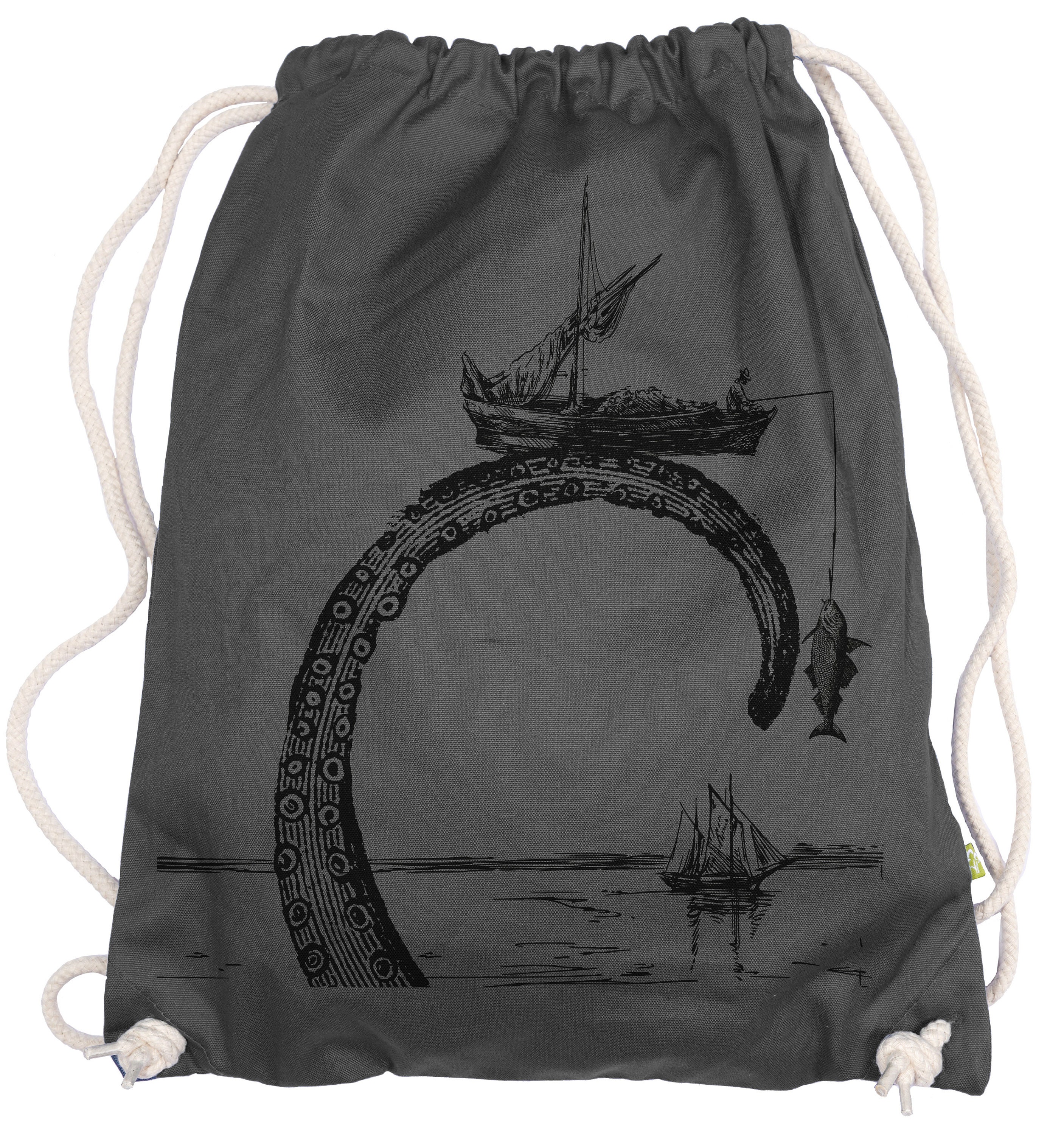Ma2ca® Octo Fishing Turnbeutel - Baumwoll-Rucksack Mit Angel-Motiv, Ca. 37x47 Cm