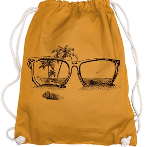 Ma2ca® - Sonnenbrille Sun Strand Beach Gymsac Turnbeutel - Stoffbeutel Tasche Hipster Sportbeutel Rucksack bedruckt