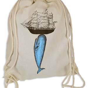 Whale Ship 1 - Gymsac Turnbeutel - Stoffbeutel Hipster Sportbeutel Rucksack Tasche Wal Schiff