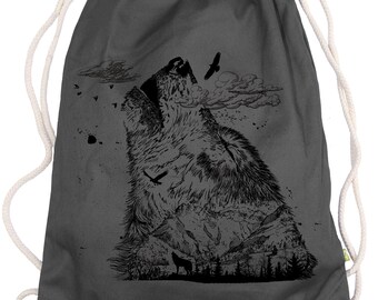 Ma2ca® - Wolf Mountain Berge Gymsac Gym Bag - Cloth Bag Bag Hipster Sports Bag Backpack Printed