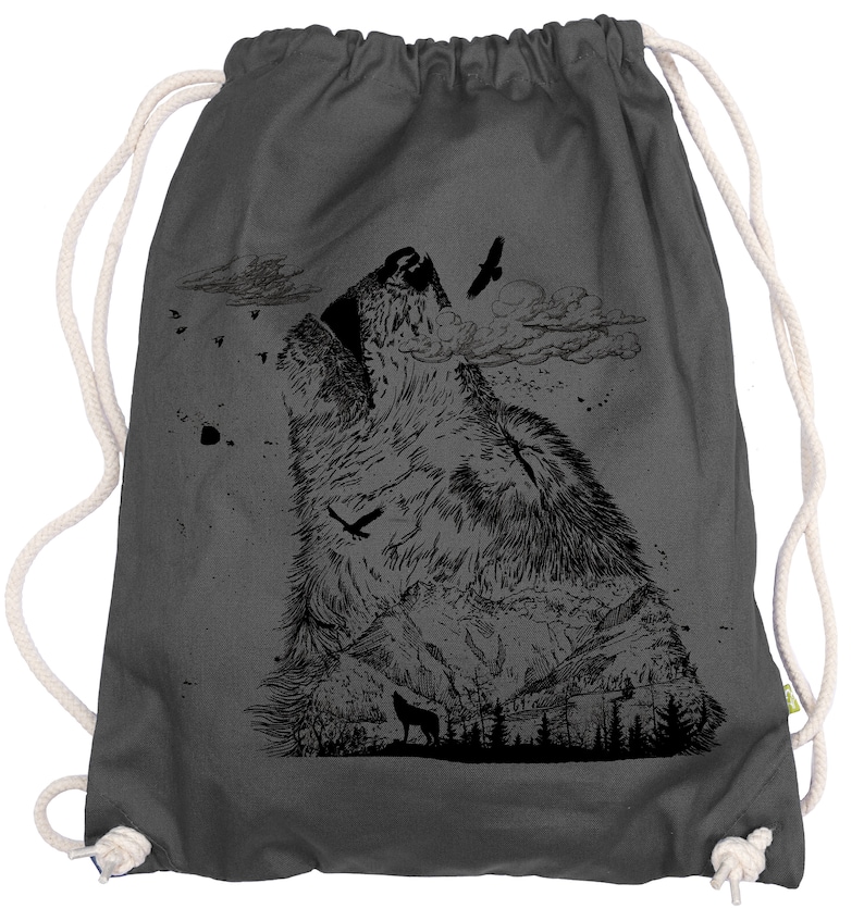 Ma2ca® Wolf Mountain Berge Gymsac Gym Bag Cloth Bag Bag Hipster Sports Bag Backpack Printed image 1