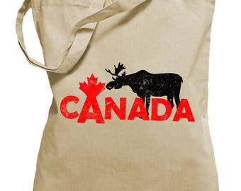 Ma2ca® Canada Moose Elch Jutebeutel Turnbeutel - Stoffbeutel Hipster Sportbeutel Rucksack Tasche mit Motiv bedruckt Tote Bag