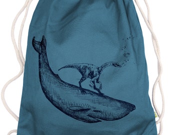 Ma2ca® - Dinosurfer Dino Surfer Jurassic Rock Gymsac Gym Bag - Cloth Bag Bag Hipster Sports Bag Backpack Printed