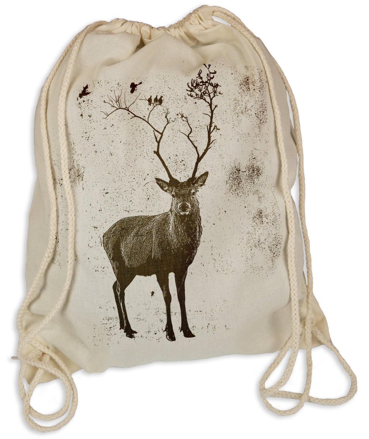 Deer Forrest Turnbeutel – Stoffbeutel Mit Hirsch-Druck, 12 Liter, 36x45 Cm, 100% Baumwolle