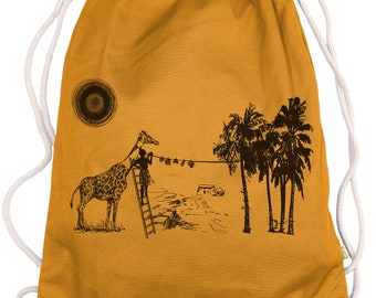 Ma2ca® - Washing Day Giraffe Gymsac Gymsac Gym Bag - Cloth Bag Bag Hipster Sports Bag Backpack Printed