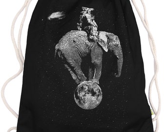 Ma2ca® - Space Elephant Moon Moon Gymsac Gym Bag - Borsa in stoffa Hipster Sports Bag Zaino Stampato