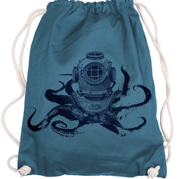 Ma2ca® - Octodiver Octopus Taucher Tauchen Gymsac Turnbeutel - Stoffbeutel Tasche Hipster Sportbeutel Rucksack bedruckt