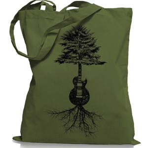 Guitar Roots - Jutebeutel Turnbeutel - Stoffbeutel Hipster Sportbeutel Rucksack Tasche Gitarrist Gitarre Musik Band Baum mit Motiv bedruckt