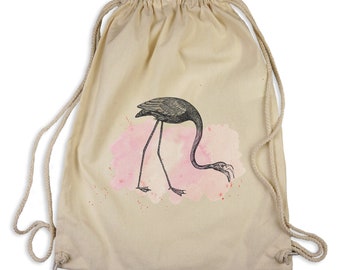 Flamingo Watercolor Wasserfarbe- Gymsac Turnbeutel mit Motiv bedruckt