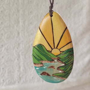 Mountain Necklace Wanderlust jewelry Hiking necklace Mountain moon Nature inspired necklace Mountain charm pendant Sunshine necklace pendant