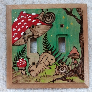 Botanical light switch cover Unique Floral handpainted nature switch plate cover wood light switch Whimsical switch plate