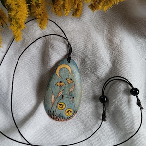 Fireflies in a jar lightweight necklace Whimsical jewelry Handmade wooden pendant Insect jewelry Nature inspired necklace