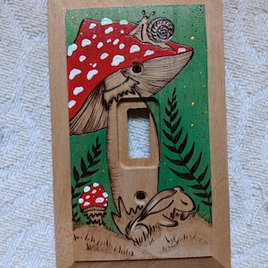 Botanical light switch cover Unique Floral handpainted nature switch plate cover wood light switch Whimsical switch plate