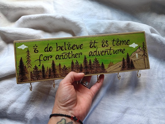Ready For Another Adventure Bilbo Quote Wall organizer Key holder Hobbit Organizer LOTR decor Tolkien lover gift