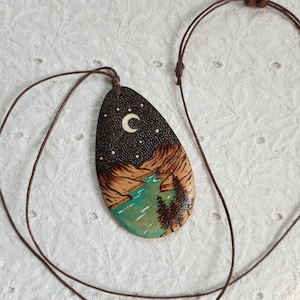 Mountain Necklace Wanderlust jewelry Hiking necklace Mountain moon Nature inspired necklace Mountain charm pendant