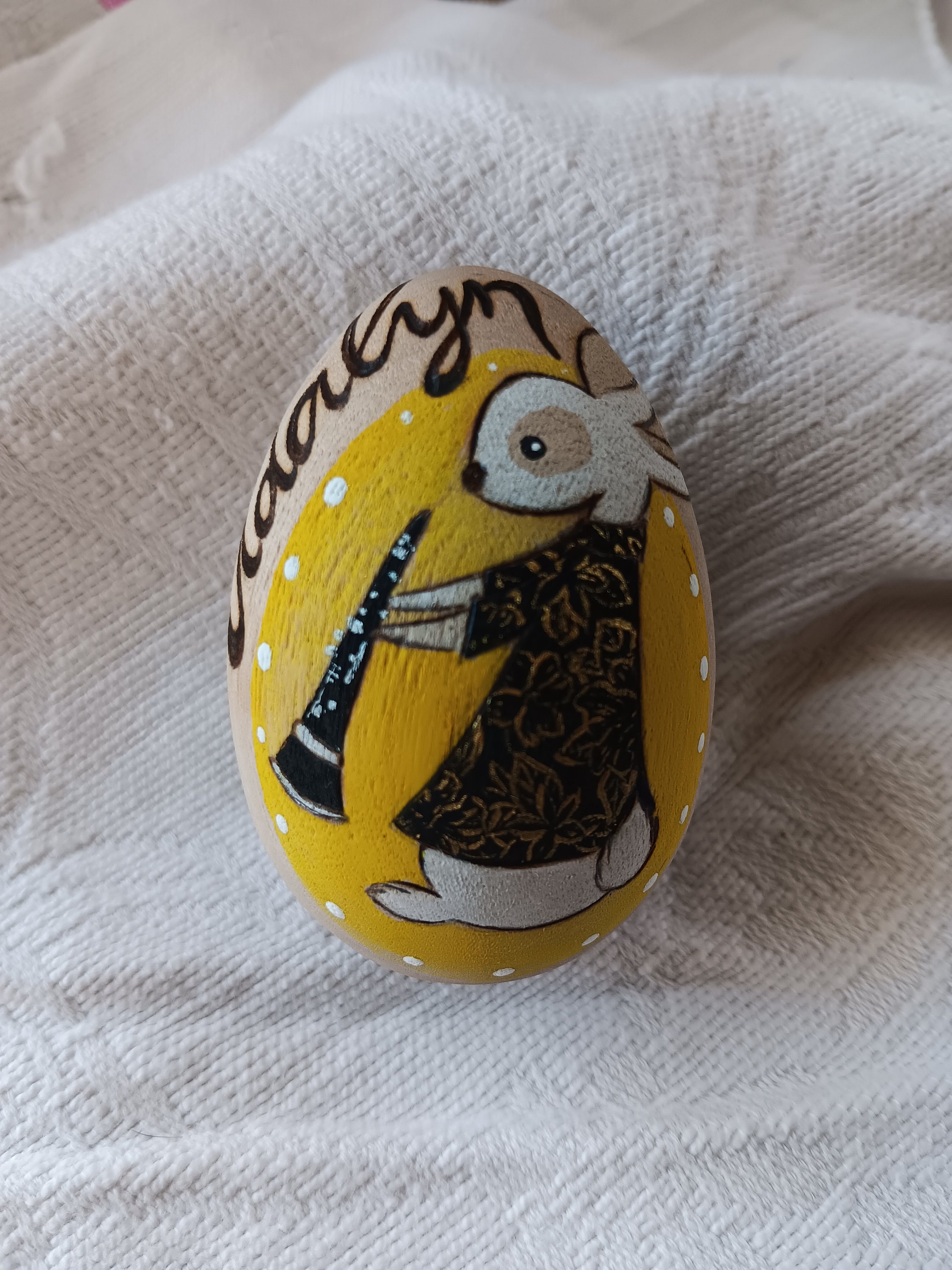 Personalized Wooden Easter egg Animal Easter décor Woodburned and painted by hand Easter bunny wooden egg
