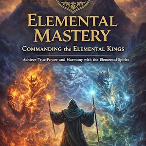 May include: Book cover for "Elemental Mastery" by Rhyan Hyroc. The image shows a robed figure with two staves, between fiery and icy elemental beings. The title is in gold lettering, with the Terra Incognita Academy logo at the top.
