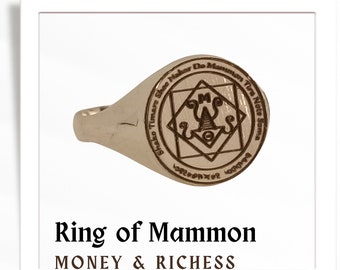 Viel Glück Ring für Geld mit Mammon, Reichtum, Fülle und Reichtum - Magischer Ring - Spiritueller Ring - Kraftring