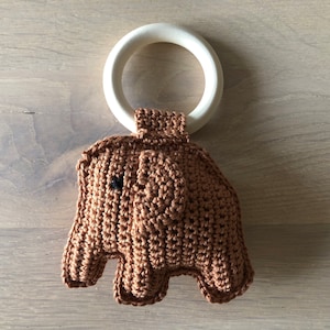 Olifant babybijtring brons
