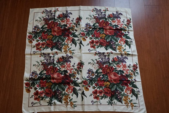 Vintage Club 7 Echo Silk Ivory and Floral Scarf, … - image 6