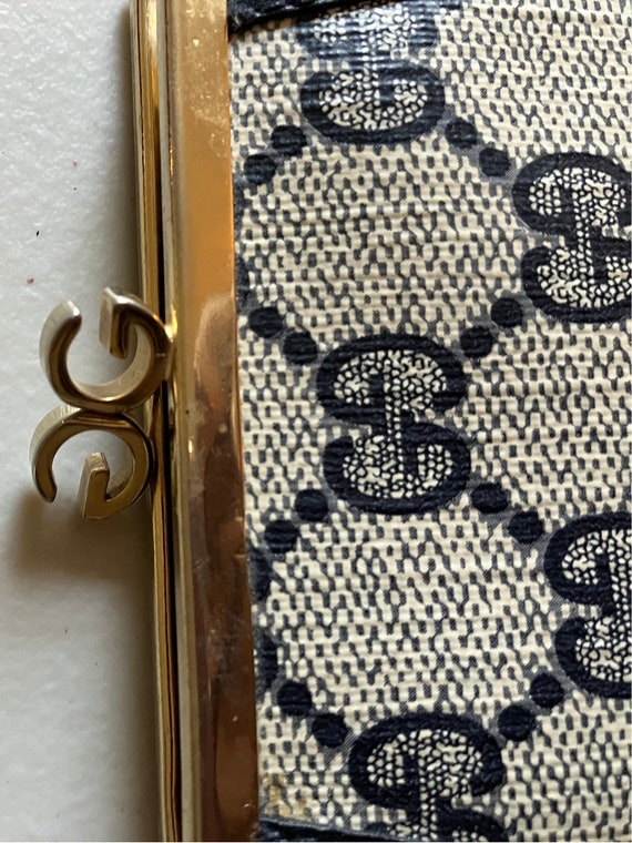 Vintage Gucci Coin Purse With Keychain Blue Canvas -  Denmark