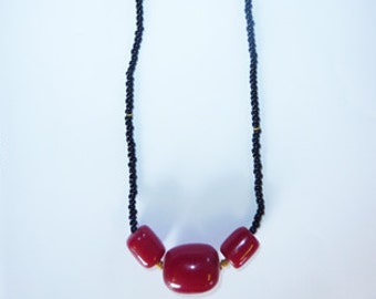 Red Kenyan Amber Bead Necklace