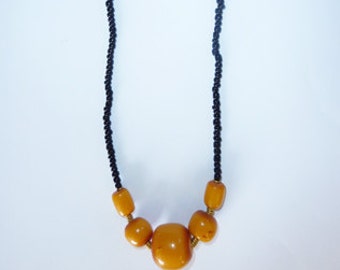 Orange Kenyan Amber Bead Necklace